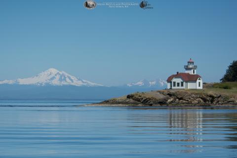 Patos Island light and Mt. Baker