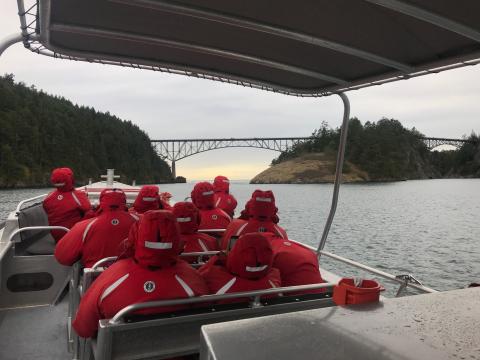 M/V Kestrel underneath Deception Pass Bridge